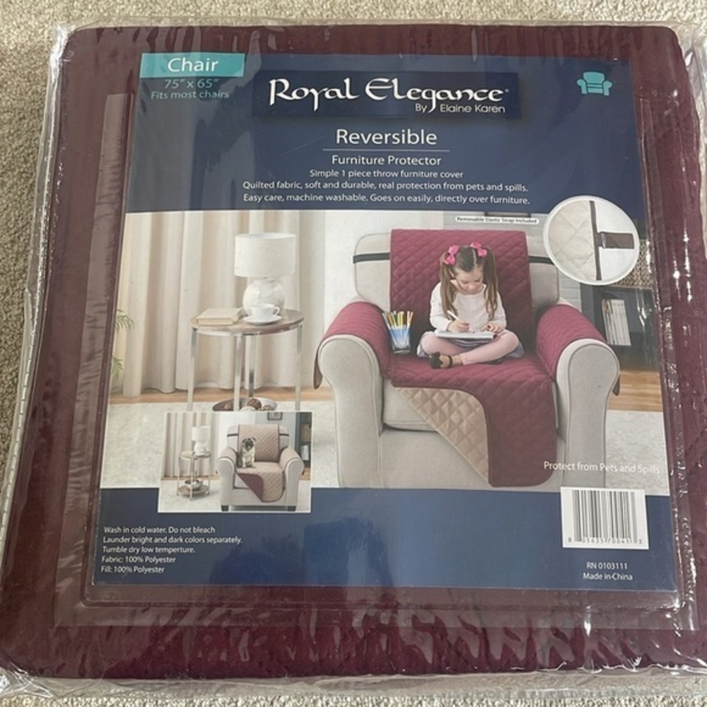 Reversible Chair Furniture Protector Burgundy/Taupe size 75”x65” - Picture 6 of 6